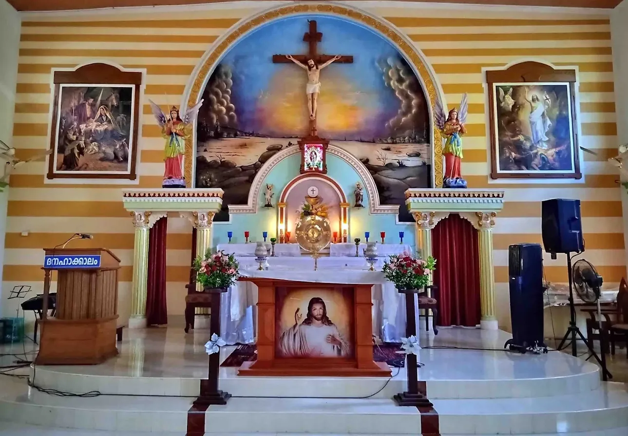 The sanctuary and altar of Dhaivamatha Church